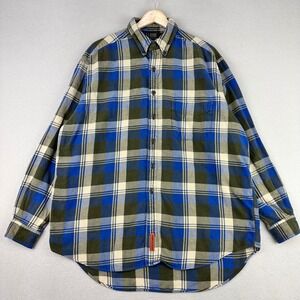 Abercrombie & Fitch Flannel Shirt Mens XL Blue/Green Plaid Long Sleeve Button Up